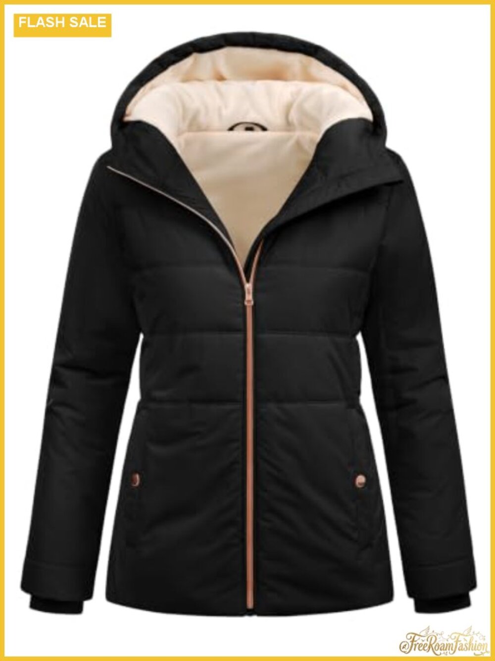 Women's Hooded Puffer Jacket Fleece Lined Lightweight Winter Coat